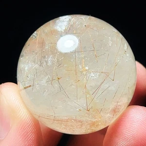 TOP 60G Natural Brazil Quarte Rutilaed Sphere Gemstone Crystal Collection L6268 - Picture 1 of 11