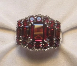 Nice STS Garnet Chunky Sterling Silver 925 Ring Sz 9.75 - Picture 1 of 8