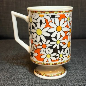 Vintage Royal Crown Arnart Daisy Chain Keramik Kaffeetassen mit Fuß selbstgefällige Tassen groovy - Bild 1 von 11