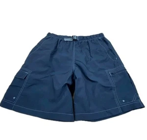 Columbia Fishing Shorts Mens Medium Blue Nylon Mesh Lined Belted Waist Cargo - Picture 1 of 6