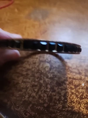 ELEGANTE PULSERA ESTILO ART DECO LATÓN METAL DORADO CRISTALES CUADRADOS NEGROS Foto 1 de 2