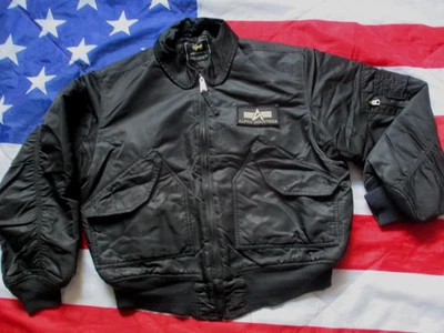CHAQUETA ABRIGO ORIGINAL ALPHA INDUSTRIES USAF EE. UU. CWU bombardero piloto pistola superior NEGRO L Foto 1 de 4