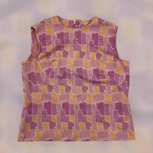 Vintage 60er Jahre hausgemachtes ärmelloses Shirt Top Bluse Damen S/M mehrfarbig Funky Disco - Bild 1 von 5