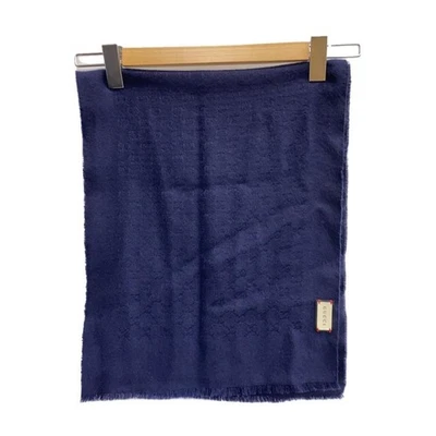 GUCCI Bufanda Cachemira Estampado Completo Azul Marino Ancho 70cm x Largo Total 174cm Para Hombre Foto 1 de 4