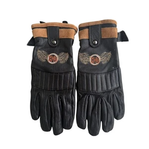 Harley-Davidson Genuine MotorClothes Leather Riding Gloves Medium M Black Brown - Bild 1 von 3