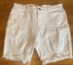Shein Womens Distressed White Shorts - Size L (8-10) - VGC - Picture 1 of 5