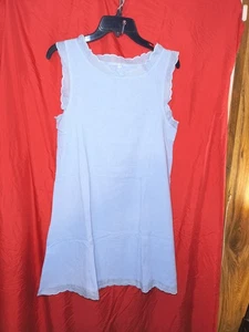 Azul Claro Talla Pequeña Manga Corta Volantes Dobladillo 100% Algodón - Imagen 1 de 2