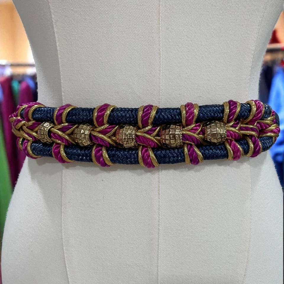 Cinturón Cuerda Náutica De Colección Disco Bola Oro Boho Festival Mermaidcore Declaración Foto 1 de 4