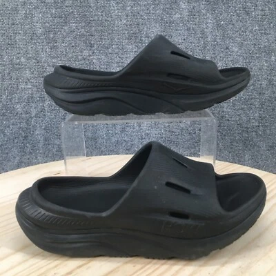 Hoka One One Sandals Youth 4 Ora Slip On Slides Black Rubber Open Toe Comfort - Image 1 of 4