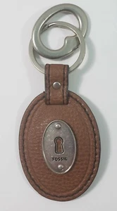 Authentic Fossil Leather Keychain Keyring Skeleton Key Keyhole - Picture 1 of 2