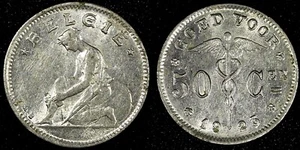 Belgium Nickel 1923 50 Centimes Dutch text aUNC KM# 88 (25 016) - Picture 1 of 3