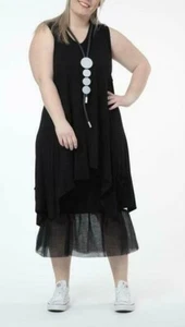 Túnica de viscosa AKH Lagenlook en negro con dobladillo cremallera talla 44-52 - Imagen 1 de 4
