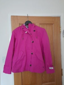 Joules Pink Waterproof Breathable Coat 10 100% Cotton pink Floral Nautical hood - Picture 1 of 7