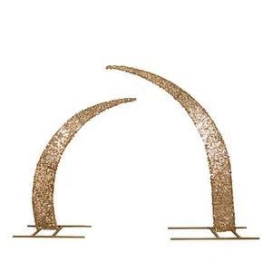2 Big Payette Sequin Half Crescent Moon Wedding Arch Backdrop Stand Decorations - Picture 1 of 18