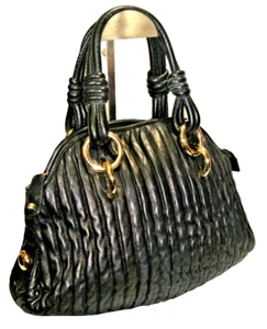 Bally Gorgeous Black Very Soft Quilted Leather Domed Satchel Handbag Near MINT! - Picture 1 of 15