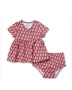 Baby Adaptive Short Sleeve Pink Modern Geo Faux Wrap Dress - DVF for Target - Picture 1 of 2