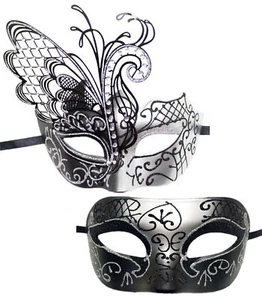 Couple 2pcs Masquerade Mask Set for Women Men Venetian Halloween Mardi Gras Mask - Picture 1 of 12