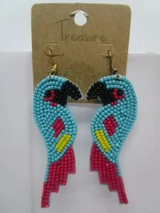 Nuevos Pendientes Treasure Damas Cuentas Loros Tucanes Con Cuentas Turquesa Magenta - Imagen 1 de 3