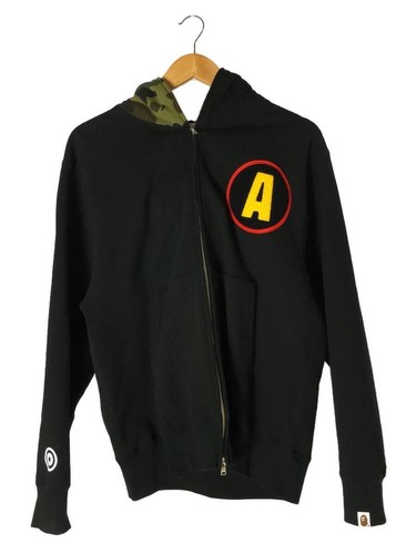A BATHING APE (BAPE) Felpa con cappuccio APE DA BAGNO con cerniera cotone nera M usata