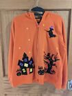 Ladies Halloween orange hoodie zip up size M 8-10 festive