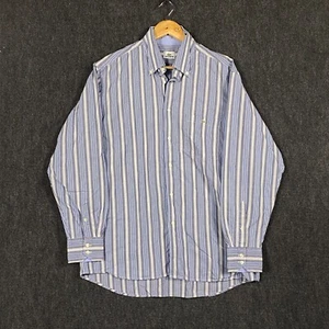 Lacoste Mens Size 44 Long Sleeve Button Down Shirt Blue Grey Balanced Stripe - Picture 1 of 12