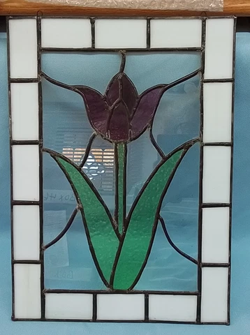 Purple Tulip 15 x 11 Stained Glass Window Cover
