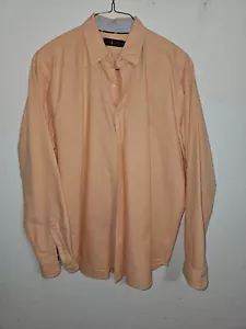 XL Alto Melocotón Coral Polo Ralph Lauren Hombres Camisa Abotonada Rayas Manga Larga - Imagen 1 de 3