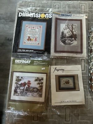 Lote de 4 kits de patrones de punto de cruz surtidos contados de colección Foto 1 de 4