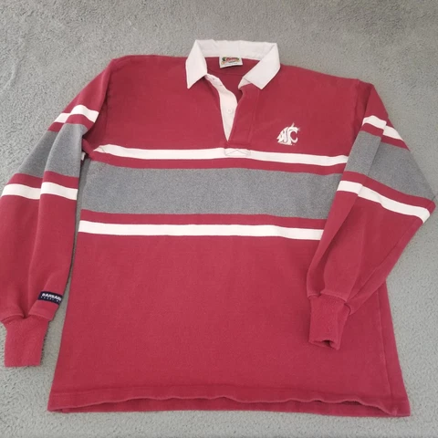 Washington State Cougars Barbarian Polo Shirt Mens Extra Large Red Rugby Cougars Cover