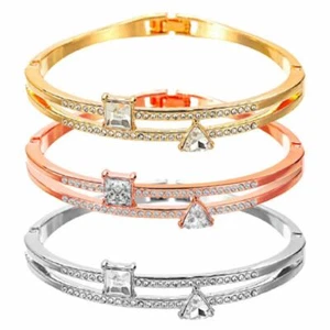 Women Girls Fashion Silver Gold Crystal Rhinestone Bracelet Charm Bangle Gift - Picture 1 of 6