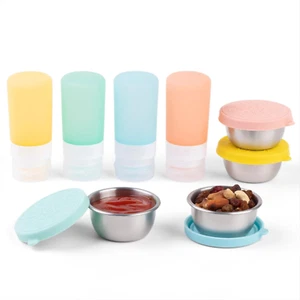 8-Pack Salad Dressing Container to Go, 2 Oz Leakproof Silicone Squeeze Bottles f - Picture 1 of 12