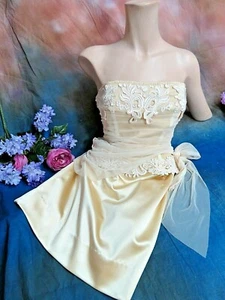Byron Lars Beauty Mark 2pc Set Cream satin Skirt Corset Top lace Draped tulle 4 - Picture 1 of 11