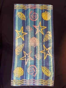 BEACH TOWEL Sun Days 100% cotton JC Penney Made in Brazil 60" x 30" shells waves - Picture 1 of 5