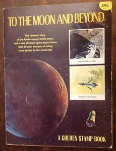 Libro de estampillas doradas 1970 Apolo 11 a la luna y más allá NASA por Otto Binder - Imagen 1 de 9