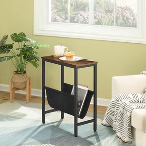 Narrow Side Table Slim Bedside Table with Magazine Holder Sling Sofa End Table - Picture 1 of 10