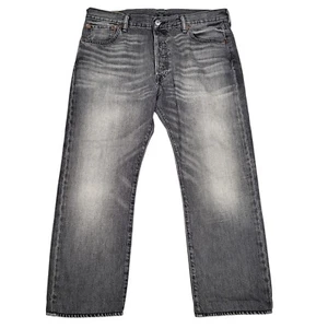 Levis 501 Jeans Mens 36x30 (Fits 36x26) Classic Fit Straight Black Button Faded - Picture 1 of 13