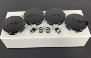 Jeep Wheel Center Caps & Tire Valve Caps Black Fits Wrangler Cherokee Compass - Picture 1 of 9