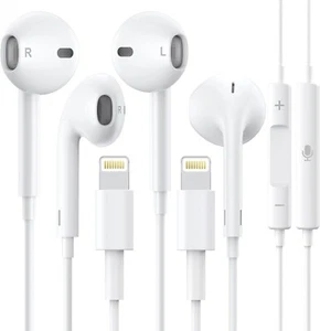 Lot de 2 écouteurs Apple iPhone filaire Lightning - Photo 1 sur 3