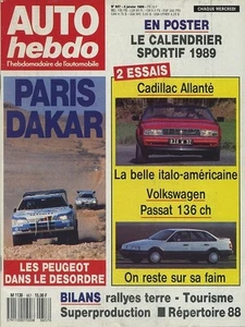 AUTO HEBDO n°657 01/04/1989 DAKAR VW PASSAT GT CADILLAC ALLANTE - Imagen 1 de 1