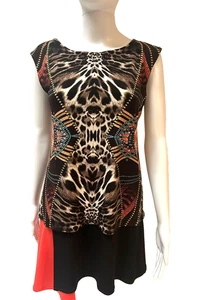 Eva Varro neu mit Etikett mehrfarbig ärmelloses Oberteil mit U-Boot-Ausschnitt Größe Small NEU - Bild 1 von 8