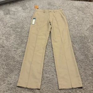 NEW Haggar Pants Mens 32x34 Beige Performance Microfiber Slacks Straight Fit - Picture 1 of 9