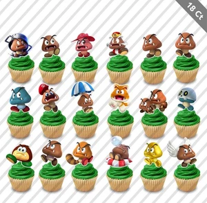 18 Goomba Cupcake Topper Gastgeschenk Party Geburtstag Villian Super Mario Feinde - Bild 1 von 1