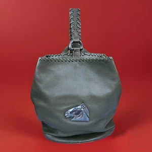 Bolso de caballo Kieselstein-Cord cuero verde oliva detalles plata esterlina en muy buena condición - Imagen 1 de 24