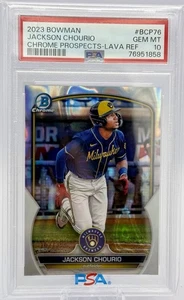 Jackson Chourio RC /299 2023 Bowman Chrome Prospects Lava Refractor BCP76 PSA 10 - Picture 1 of 4