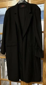 Misspap Long Black Coat/ Mac/trench Size 20 -3 Buttons To Front Vgc - Picture 1 of 16