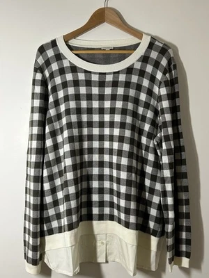 Top tejido manga larga Talbots para mujer talla XL negro y marfil look en capas Foto 1 de 4