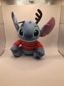 Disney Christmas Stitch w/ Reindeer Antlers Plush 11" Holiday Stuffed Animal - Picture 1 of 6