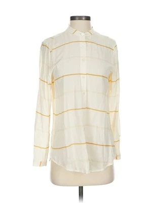 Steven Alan Women Ivory Long Sleeve Silk Top P - Image 1 of 4