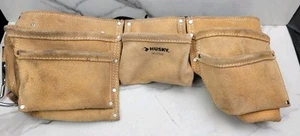 HUSKY NO 370X2 Leather Utility Work Belt With Pouches Custom Leather Craft - Picture 1 of 12