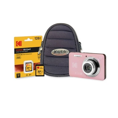 Kodak PixPro FZ55 Pink Camera Bundle with 128GB SD Card and Case (3 Items) - Image 1 of 4